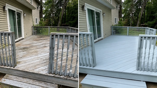 Before and after deck coating by Painting contractor Hudson, NY Before and after deck coating by Painting contractor Hudson, NY