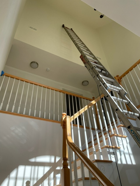 High-reach interior painting work in a Hudson, NY foyer High-reach interior painting work in a Hudson, NY foyer