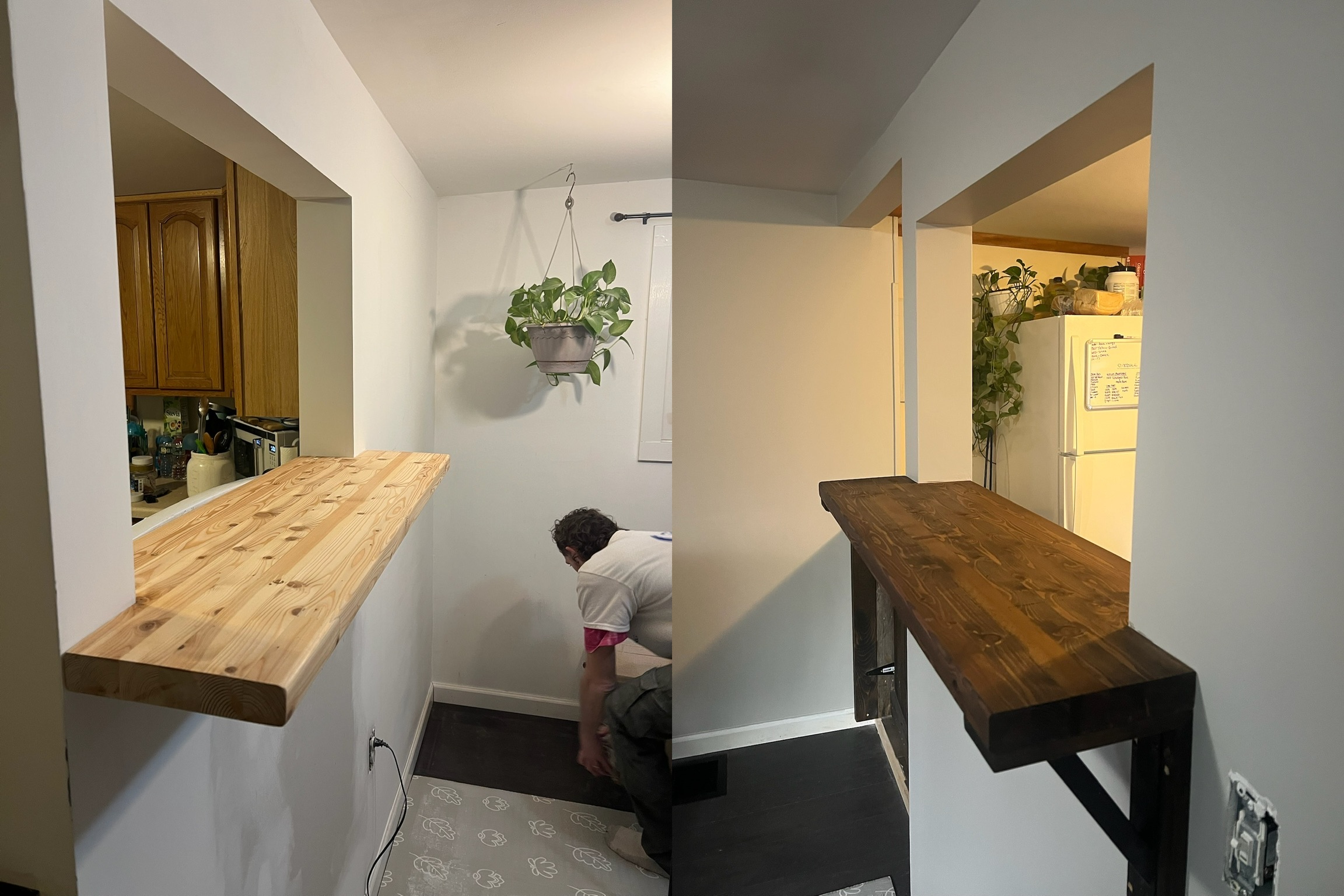 Custom wood countertop staining before and after in Hudson, NY Custom wood countertop staining before and after in Hudson, NY